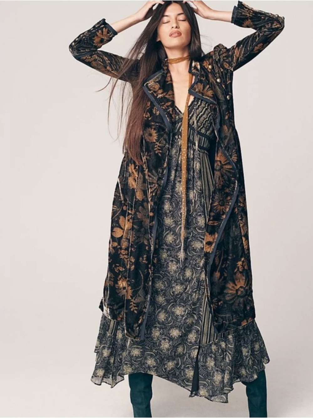 Free People Hazel Velvet Duster